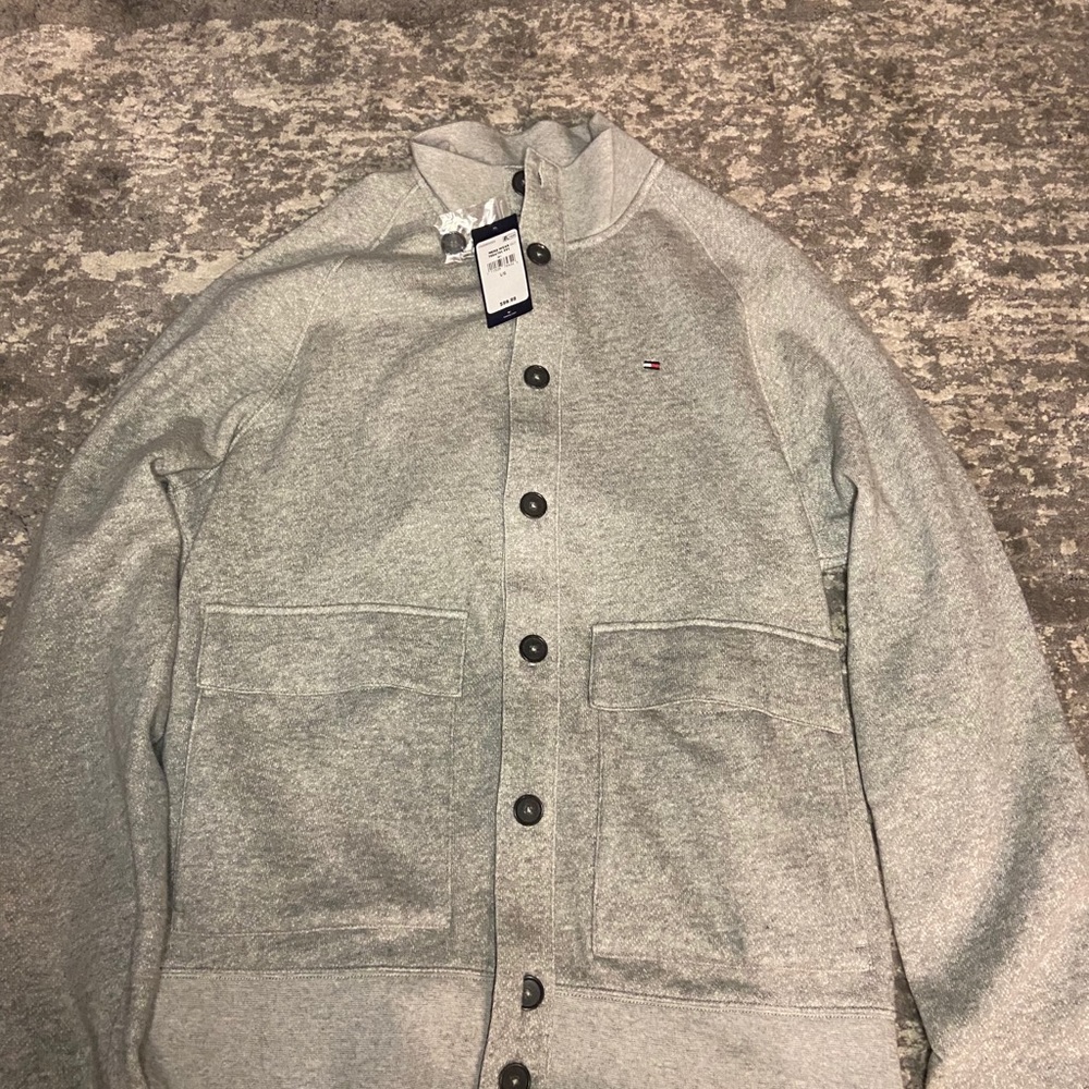 Grey button up sweater